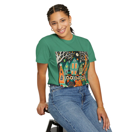 Night of the Trick-or-Treating Owlets Unisex Garment-Dyed T-shirt