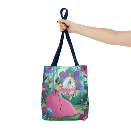 🌸🪞 The Lady Of The Enchanted Garden Mirror Tote Bag – Art Deco Floral Fantasy