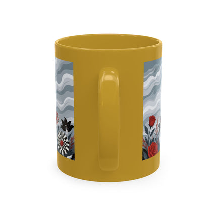 ☂️🌹 The Lady In The Windy Rose Garden Ceramic Mug – Art Deco Fashion Whimsy