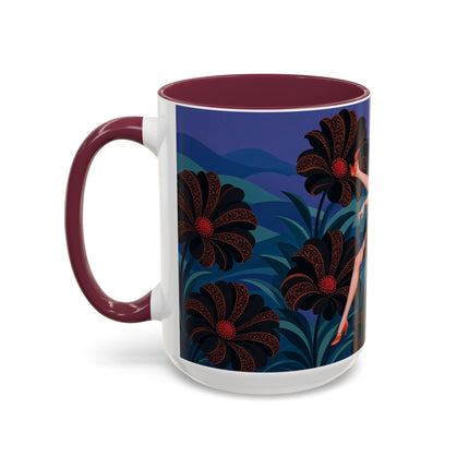 🖤🌺 The Midnight Floral Acrobat Colorful Mug – Art Deco Fashion Whimsy