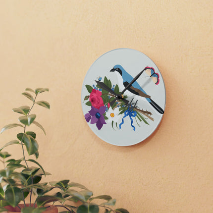 Bluebird & Butterfly Acrylic Wall Clock
