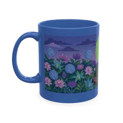 🧶☂️ The Lady Of The Garden Knitting Circle Ceramic Mug – Art Deco Floral Whimsy