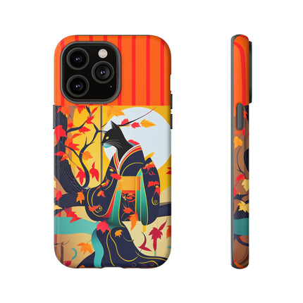 Black Cat in Kimono Phone Cases