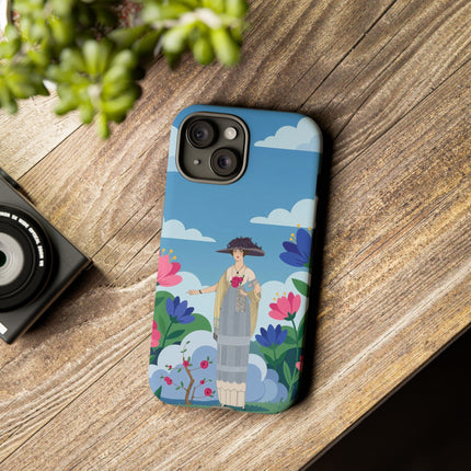 🌸🎩 The Lady Of The Grand Flower Garden Phone Case – Art Deco Fashion Illustration