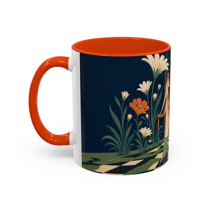 🌼🧡 The Midnight Floral Masquerade Colorful Mug – Art Deco Fashion Fantasy