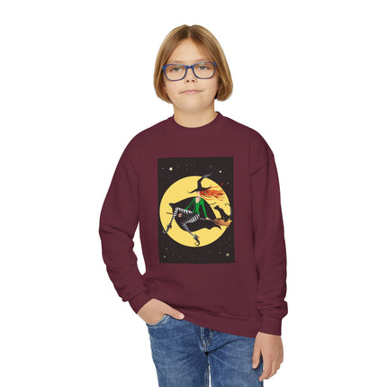 A Witch’s Moonlit Flight Youth Crewneck Sweatshirt