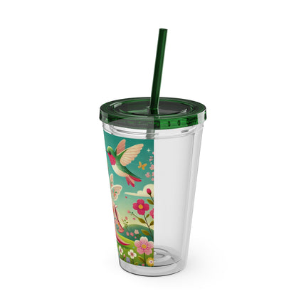 Geisha Fairy and the Hummingbird Blossom Sunsplash Tumbler with Straw, 16oz