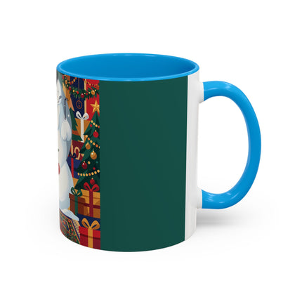 ☃️🎄 The Snowman's Christmas Companion Colorful Mug – Art Deco Holiday Fantasy