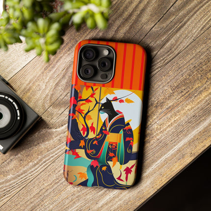 Black Cat in Kimono Phone Cases