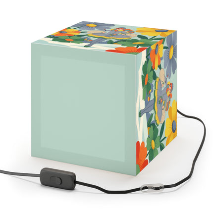 ❄️🌼 The Winter Flower Wanderer Light Cube Lamp – Colorful Art Deco Snow Fantasy