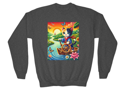 Sailor Kitten’s River Adventure Youth Crewneck Sweatshirt