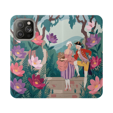 🌺🎭 The Garden Courtship Flip Case – Art Deco Floral Romance