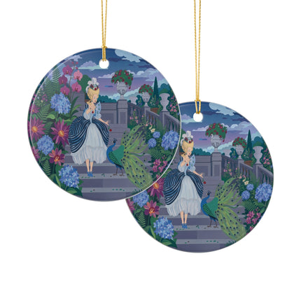 🦚🌸 The Peacock Garden Terrace Ceramic Ornament – Art Deco Floral Elegance