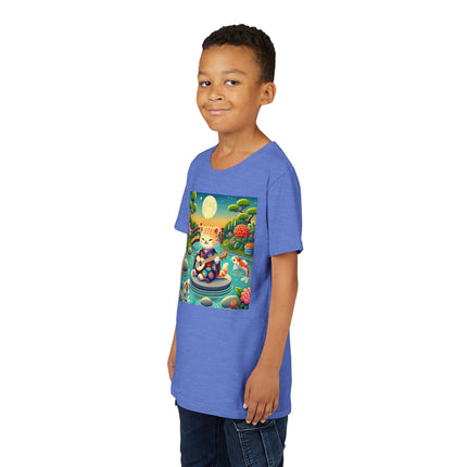 Melodic Kitten by the Koi Pond Youth Short Sleeve Tee