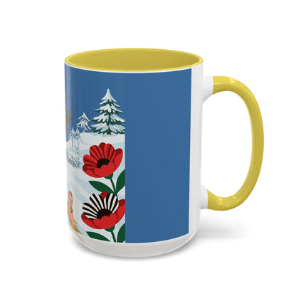 🎿🎄 The Christmas Holly Skier Colorful Mug – Whimsical Holiday Fantasy