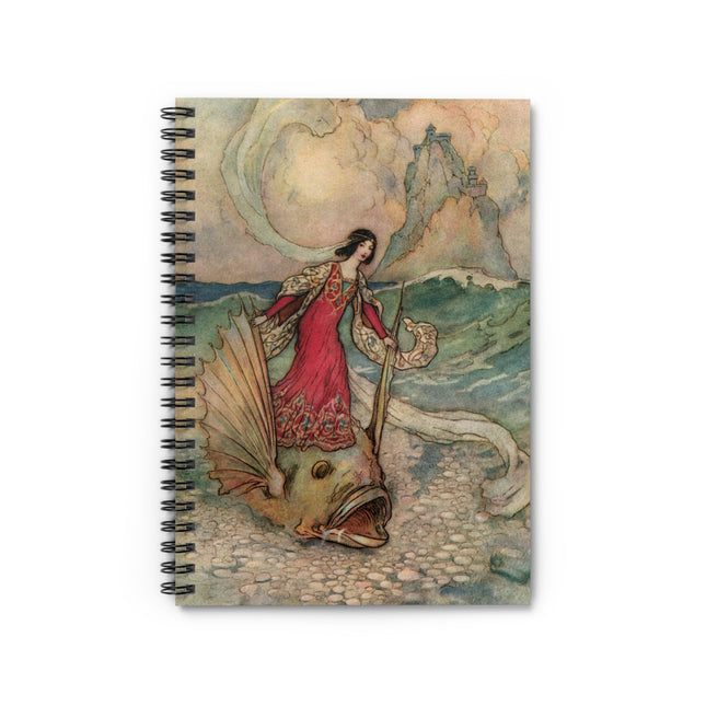 Rita Rides on the Dolphin by Warwick Goble Spiral Notebook - Ruled Line
