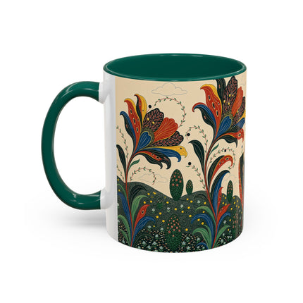 🌺🦋 The Enchanted Floral Voyage Colorful Mug – Art Deco Botanical Whimsy