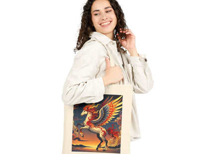 Flame-Winged Horse at Sunset Cotton Canvas Tote Bag