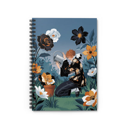 🌺💧 The Lady Of The Watering Garden Spiral Notebook – Art Deco Floral Whimsy