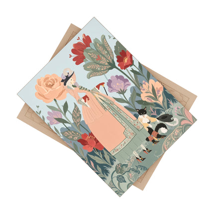 🌸🐈 The Lady And Puss In Boots Ceramic Tile – Art Deco Floral Fashion Fantasy