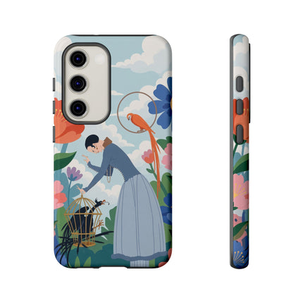 🦜🌺 The Lady Of The Garden Aviary Phone Case – Art Deco Floral Whimsy