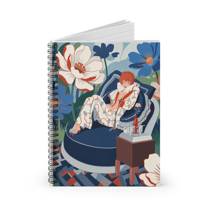 🌺🛋️ The Lady Of The Grand Floral Chaise Spiral Notebook – Art Deco Fashion Whimsy