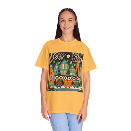 Night of the Trick-or-Treating Owlets Unisex Garment-Dyed T-shirt