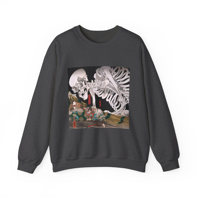 Mitsukuni Defying the Skeleton Spectre by Utagawa Kuniyoshi Heavy Blend™ Crewneck Sweatshirt