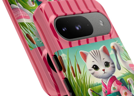 Geisha Kitten Strolls Among the Spoonbills Phone Cases