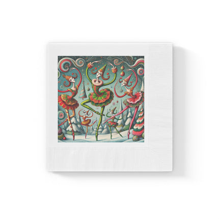 Christmas Ballet of the Absurd White Coined Napkins