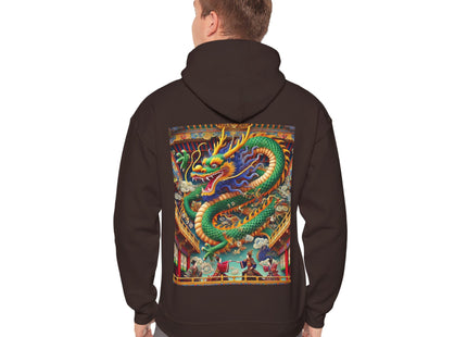 Tibetan Dragon Over Kabuki Duel – Heavy Blend™ Hooded Sweatshirt