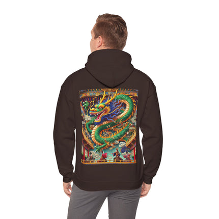 Tibetan Dragon Over Kabuki Duel – Heavy Blend™ Hooded Sweatshirt