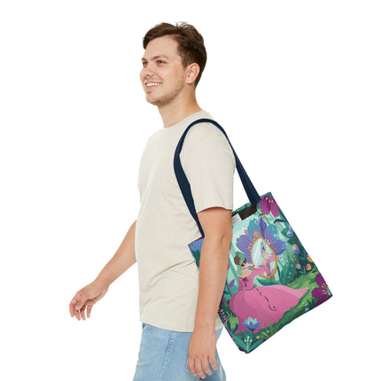 🌸🪞 The Lady Of The Enchanted Garden Mirror Tote Bag – Art Deco Floral Fantasy