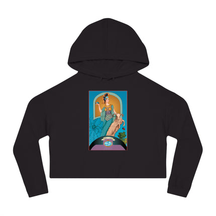 March & Aquamarine (Gem Series) by Sofia Chiostri Women’s Cropped Hooded Sweatshirt