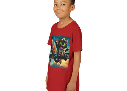 Parachuting Cat Commando Youth Short Sleeve Tee