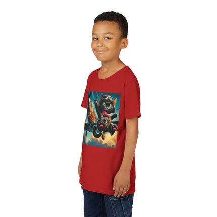 Parachuting Cat Commando Youth Short Sleeve Tee