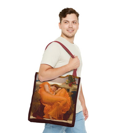 Flaming June by Frederic Leighton Tote Bag (AOP)