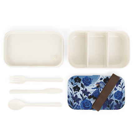 ☔💙 The Blue Rain Promenade Bento Lunch Box – Art Deco Floral Fashion
