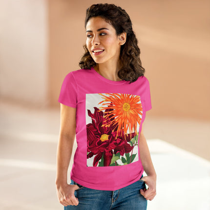Dahlia Flower by Tanigami Kônan Women's Midweight Cotton Tee