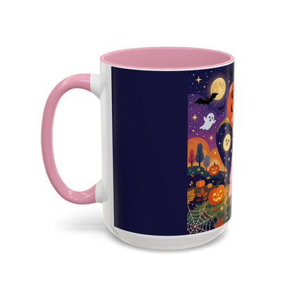🎃🐈‍⬛ The Pumpkin Moon Embrace Colorful Mug – Whimsical Halloween Charm