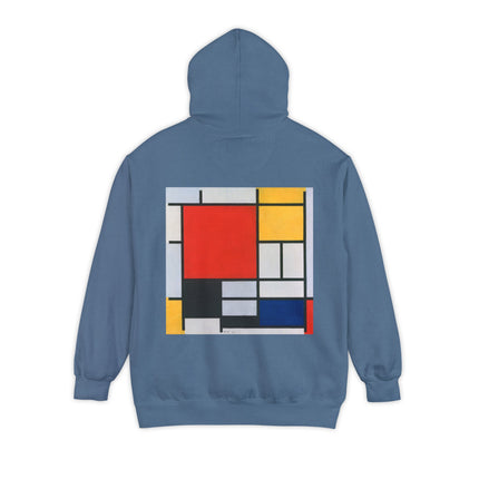 Composition with Red, Yellow, Blue, and Black by Piet Mondrian Unisex Garment-Dyed Hoodie