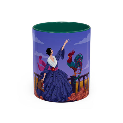 The Dawn Serenade Colorful Mug (11oz, 15oz) – Rooster Beauty, Morning Charm & Art Deco Elegance