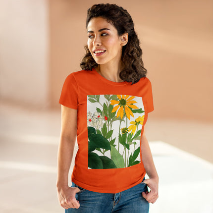 Clerodendrum & Rudbeckia Flower by Tanigami Kônan Women's Midweight Cotton Tee