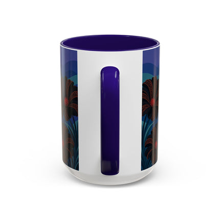 🖤🌺 The Midnight Floral Acrobat Colorful Mug – Art Deco Fashion Whimsy