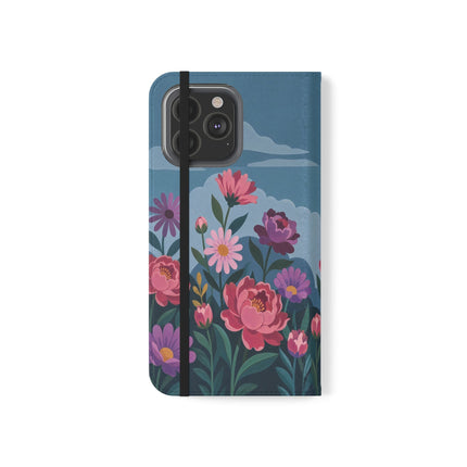 🌸☁️ The Lady Among The Giant Flowers Flip Case – Art Deco Floral Fantasy
