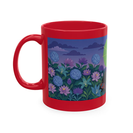 🧶☂️ The Lady Of The Garden Knitting Circle Ceramic Mug – Art Deco Floral Whimsy