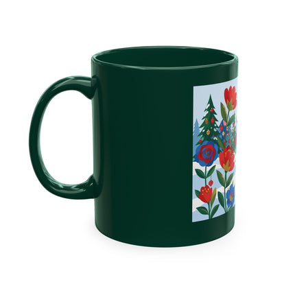 🌹🎄 The Lady Of The Holiday Roses Ceramic Mug – Art Deco Christmas Elegance