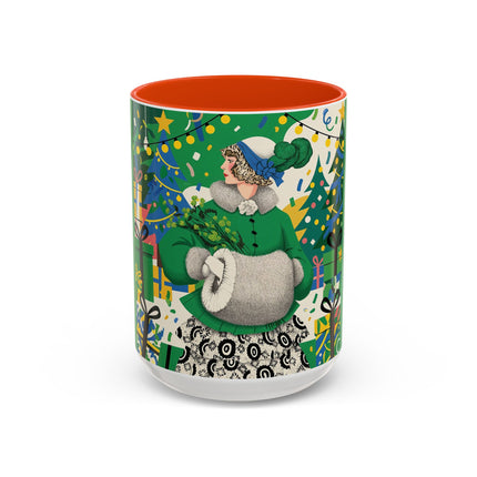 🍀🎄 The Emerald Holly Christmas Colorful Mug – Art Deco Holiday Elegance