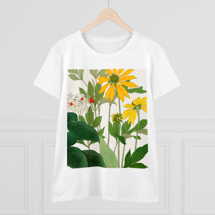 Clerodendrum & Rudbeckia Flower by Tanigami Kônan Women's Midweight Cotton Tee