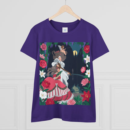 🌹🎶 The Midnight Garden Serenade Cotton Tee – Art Deco Romantic Fantasy